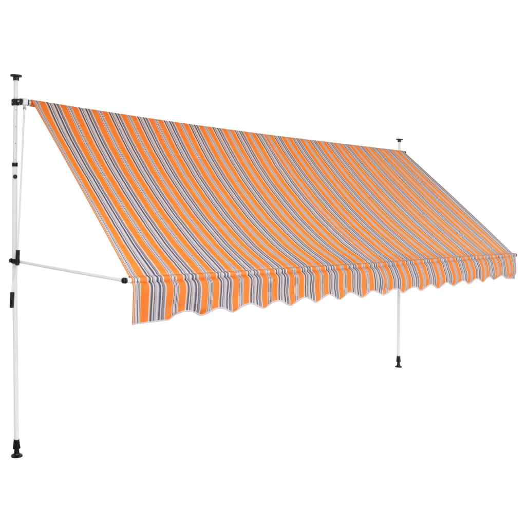 Retractable Awning Manually Operated 350 cm Yellow/Blue Striped