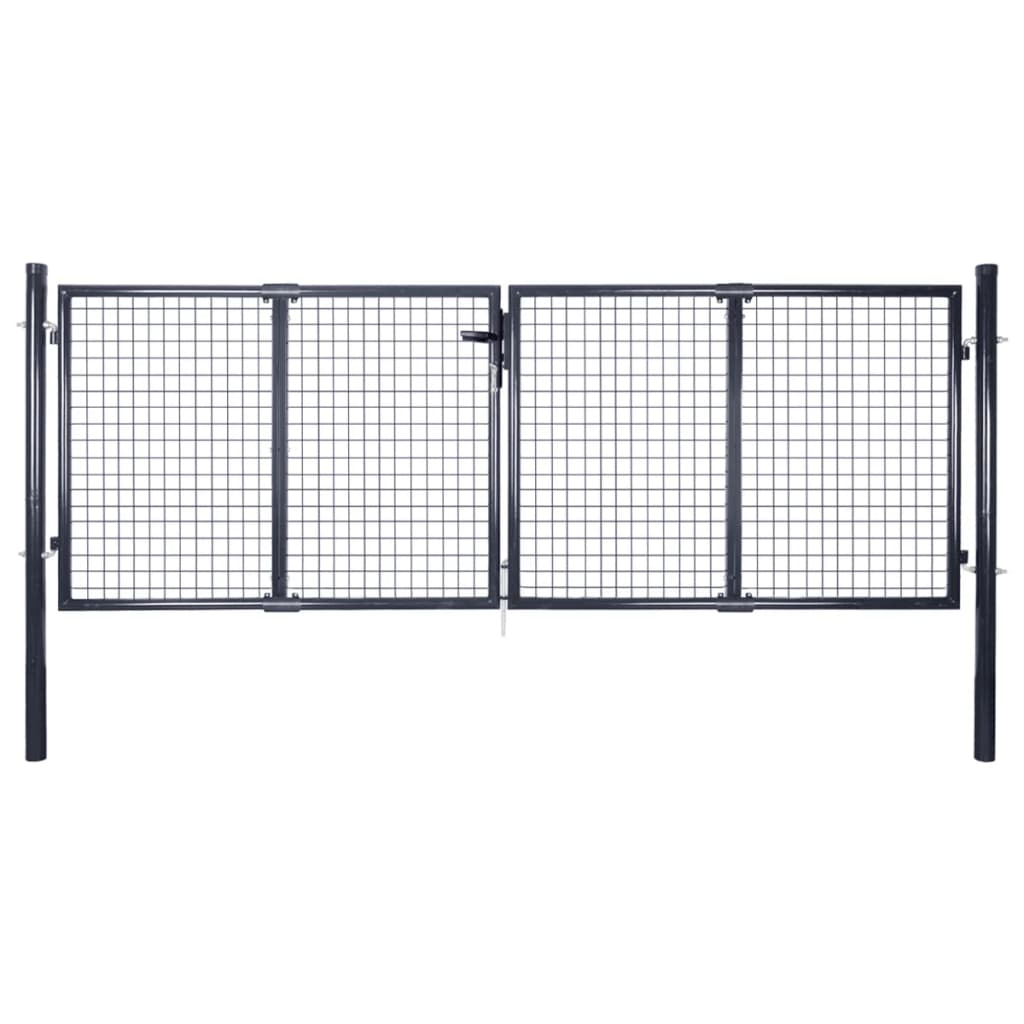 Gitter-Gartentor Verzinkter Stahl 306 x 100 cm Grau