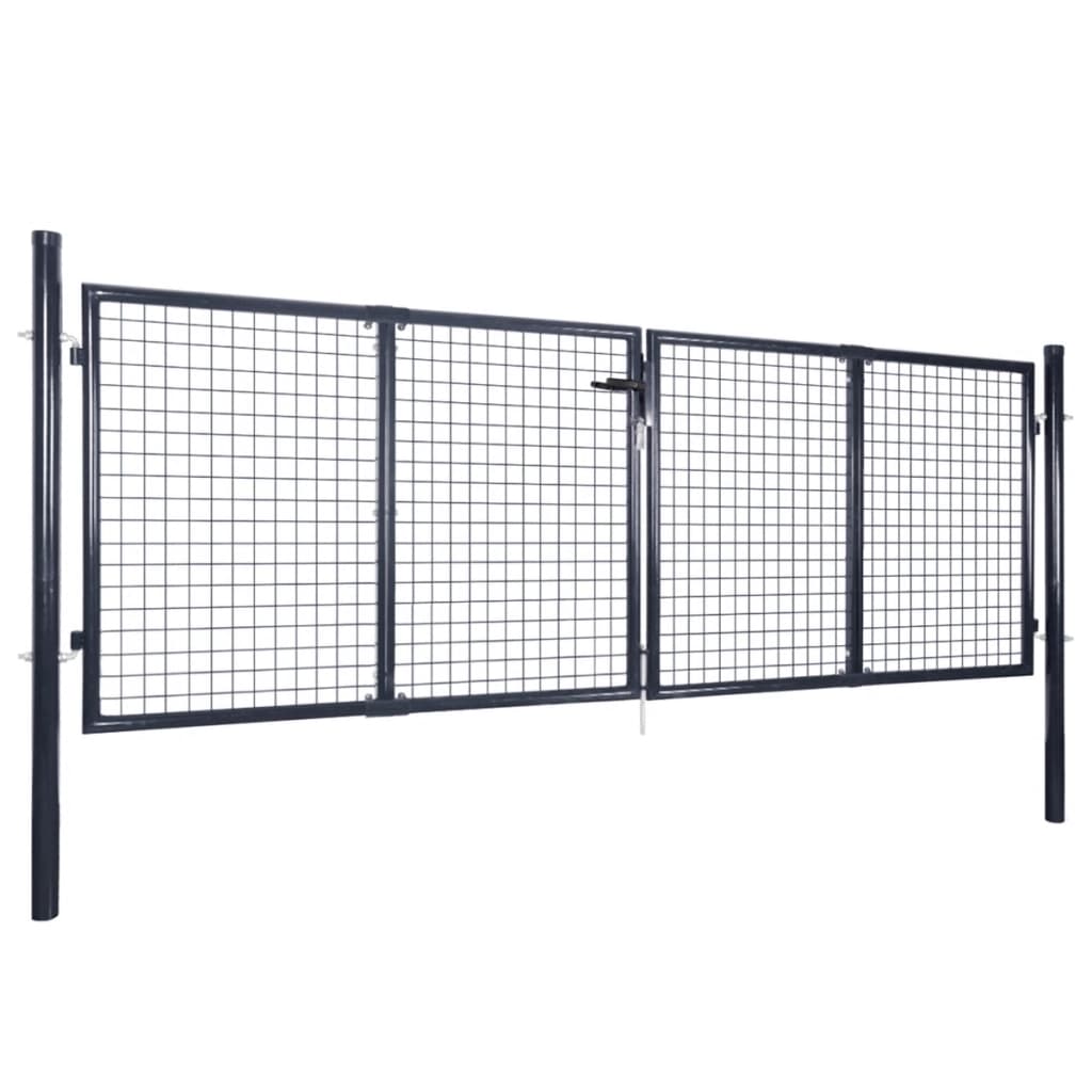 Gitter-Gartentor Verzinkter Stahl 306 x 100 cm Grau