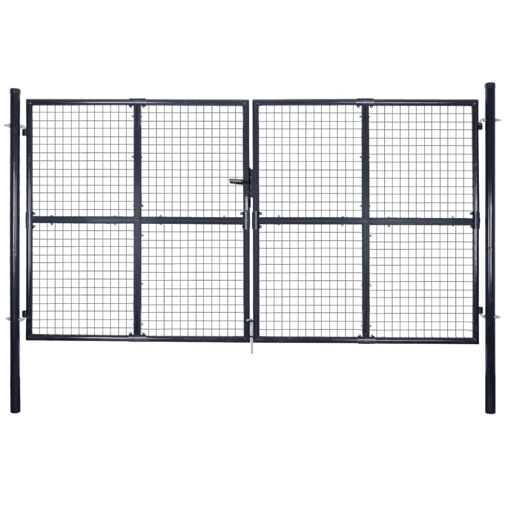 Gitter-Gartentor Verzinkter Stahl 306 x 175 cm Grau