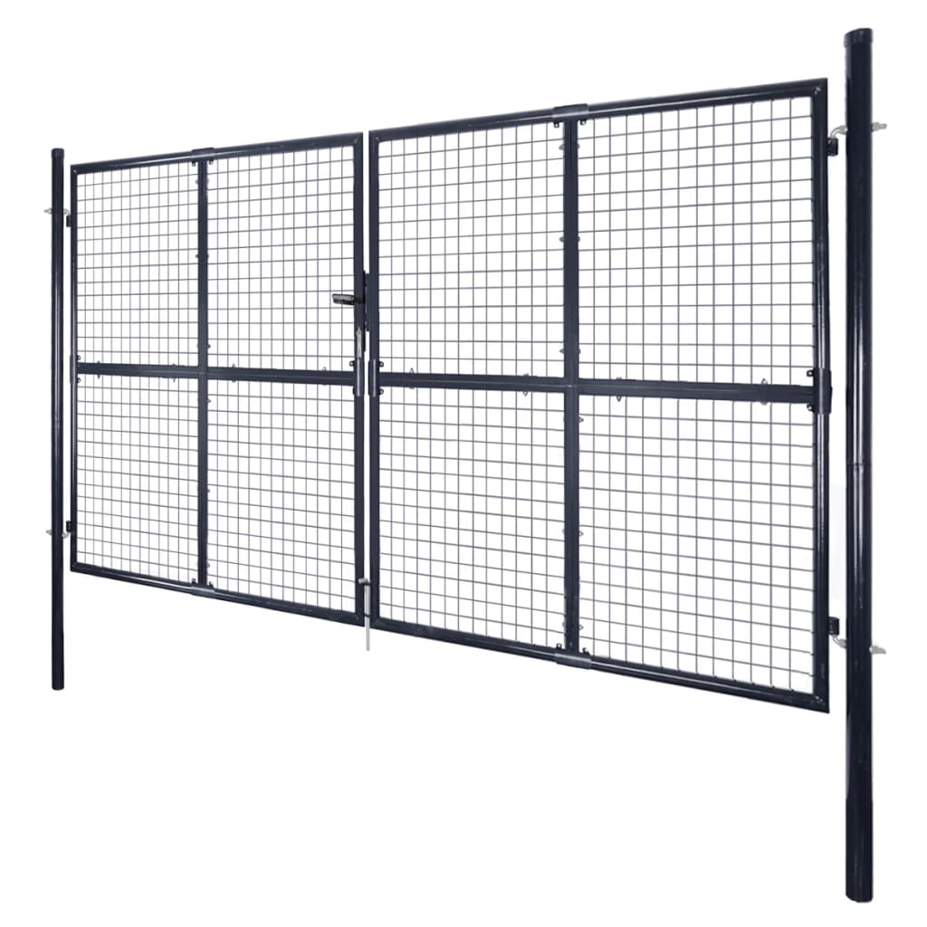 Gitter-Gartentor Verzinkter Stahl 306 x 175 cm Grau