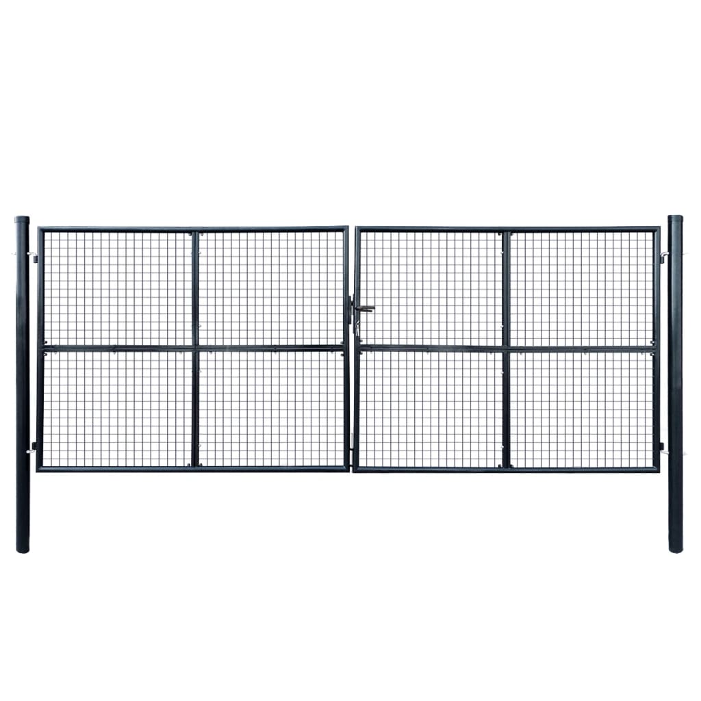Gitter-Gartentor Verzinkter Stahl 415 x 150 cm Grau