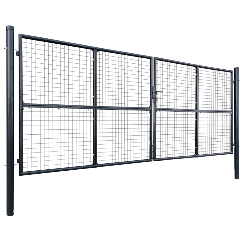 Gitter-Gartentor Verzinkter Stahl 415 x 150 cm Grau