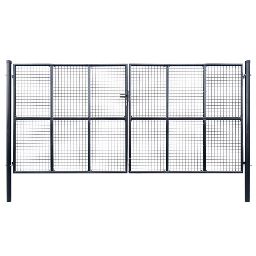 Gitter-Gartentor Verzinkter Stahl 415 x 175 cm Grau