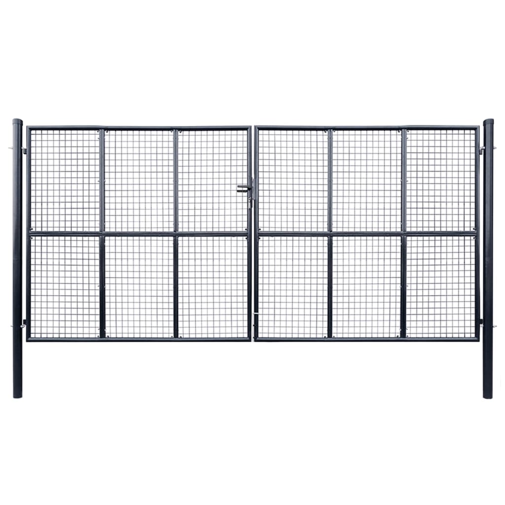 Gitter-Gartentor Verzinkter Stahl 415 x 200 cm Grau