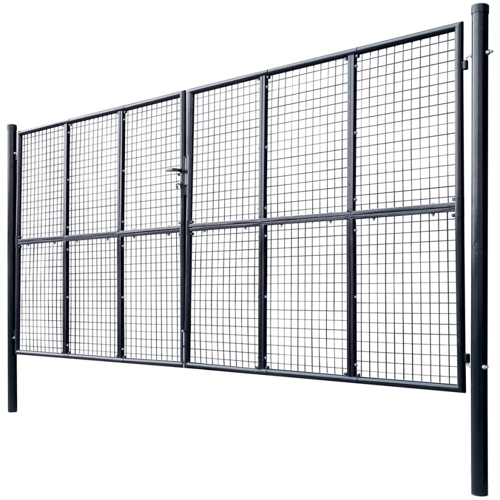 Gitter-Gartentor Verzinkter Stahl 415 x 200 cm Grau