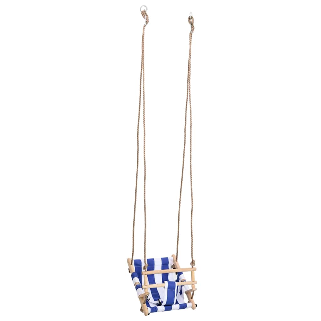 Babyschaukel mit Sicherheitsgurt Baumwolle Holz Blau