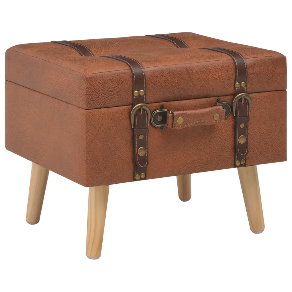 Stool with storage space 40 cm light brown artificial leather