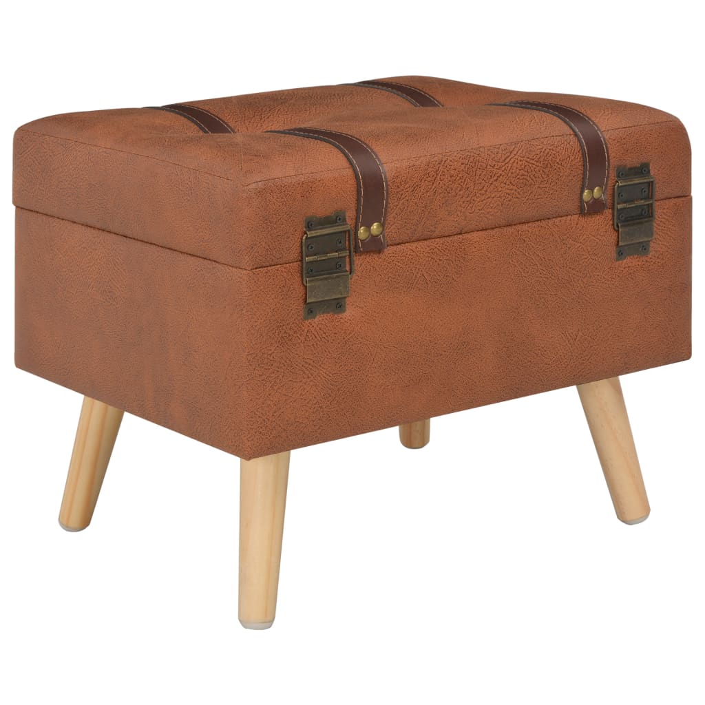 Stool with storage space 40 cm light brown artificial leather