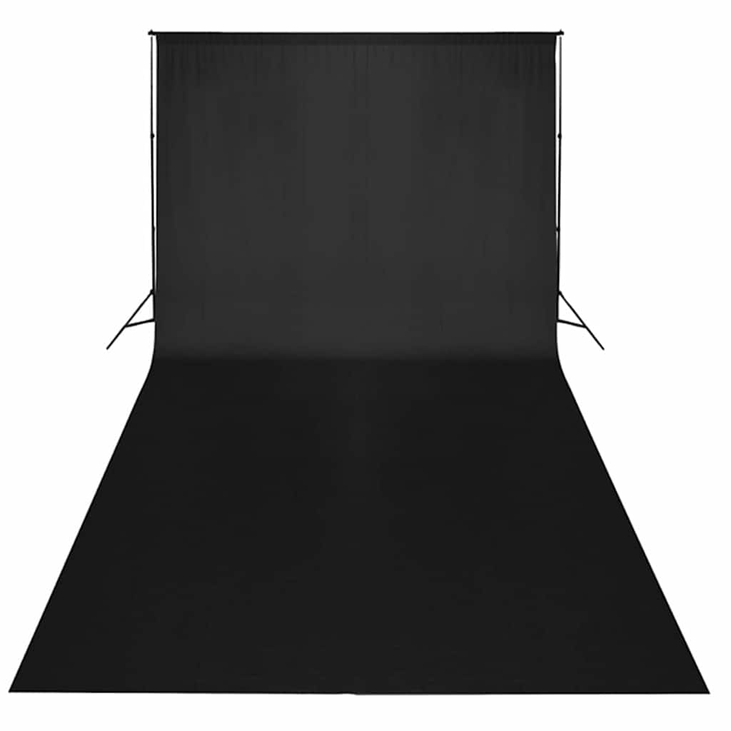 Fotostudio-Set mit Schwarzem Hintergrund 600×300 & Leuchten