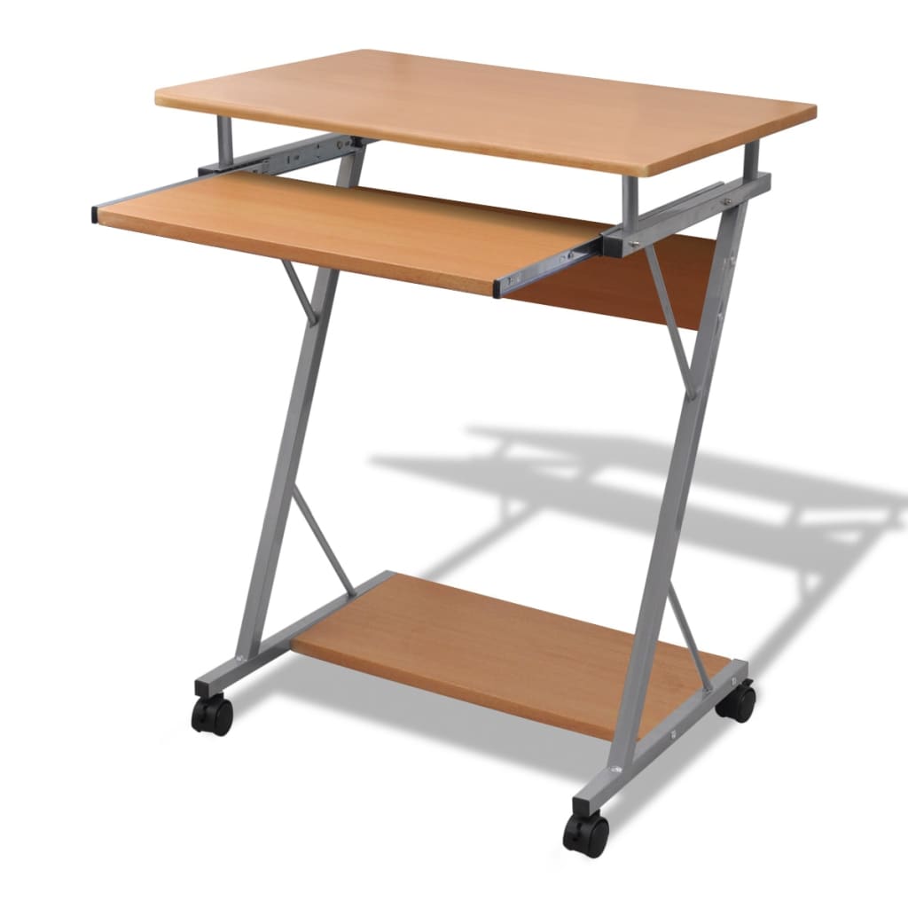 Computer table computer cart PC table office table laptop on wheels brown