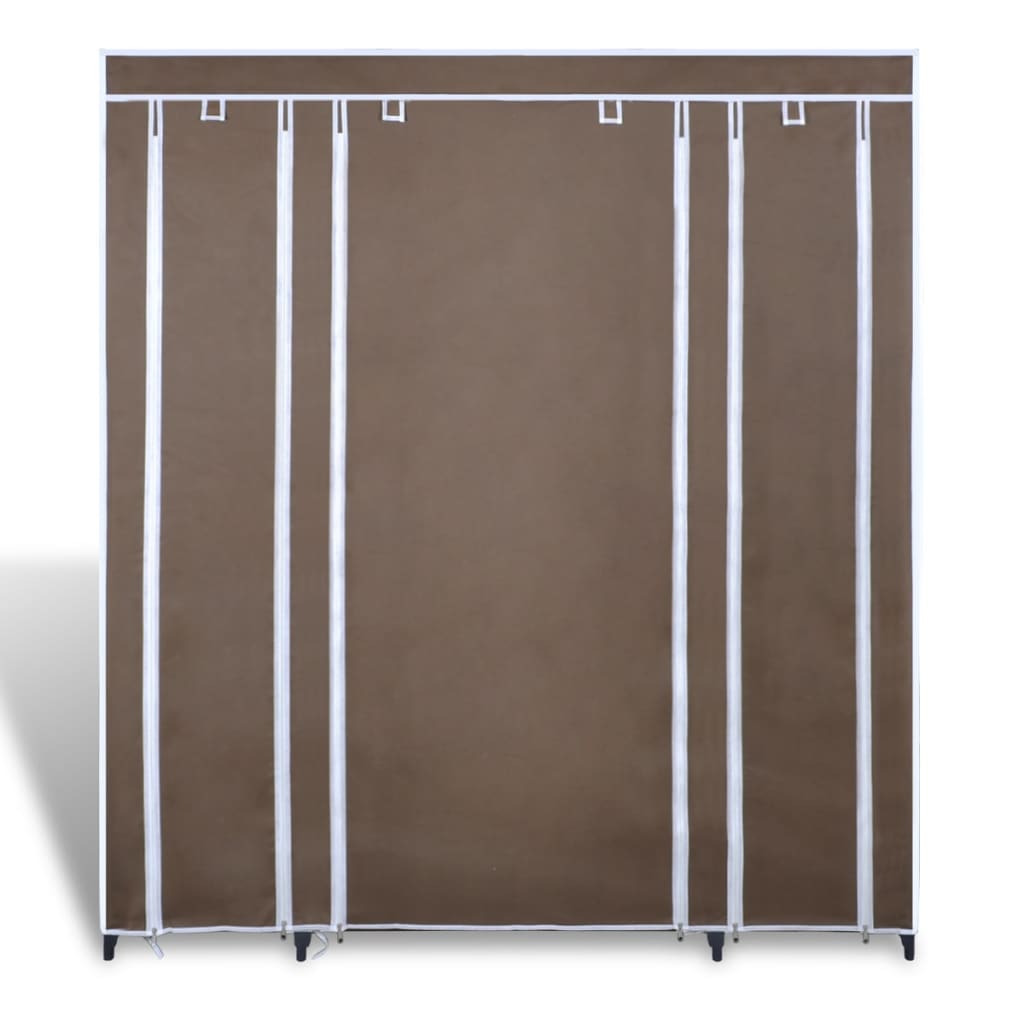 Stoffschrank mit Fächern und Stangen 45×150×176 cm Braun