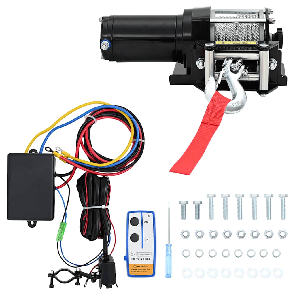 12 V Elektrische Seilwinde 1360kg + Montageplatte Fernbedienung