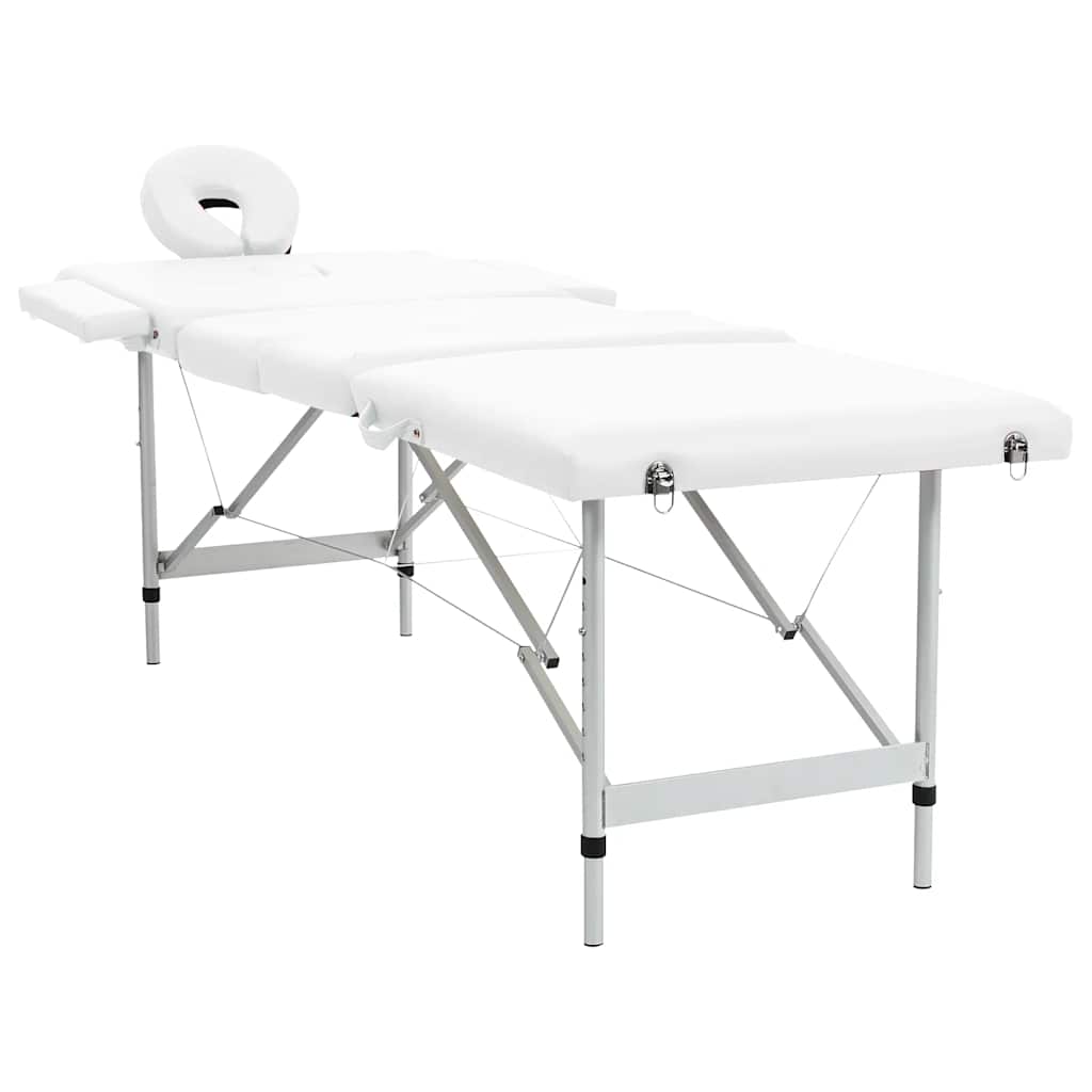 Massagetisch mit Aluminiumrahmen, faltbar 4 Zonen Creme-Weiß