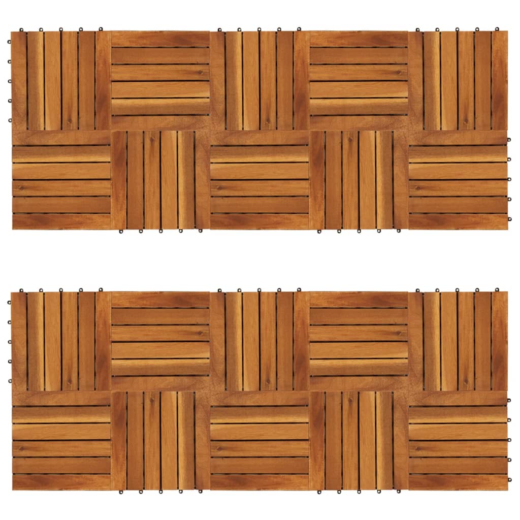 Terrassenfliesen 20 Stk. Vertikales Muster 30x30 cm Akazienholz