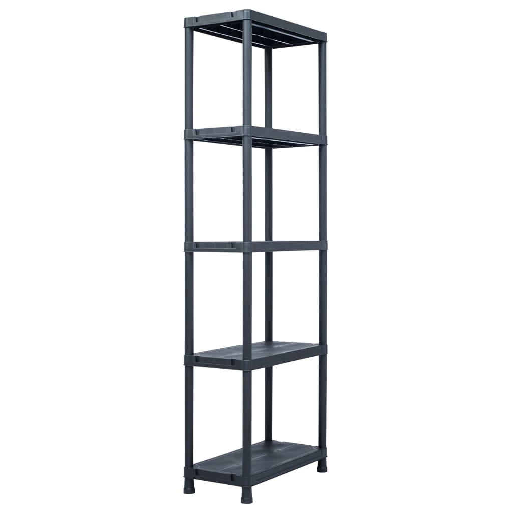 Lagerregale 5 Stk. Schwarz 125 kg 60 x 30 x 180 cm Kunststoff