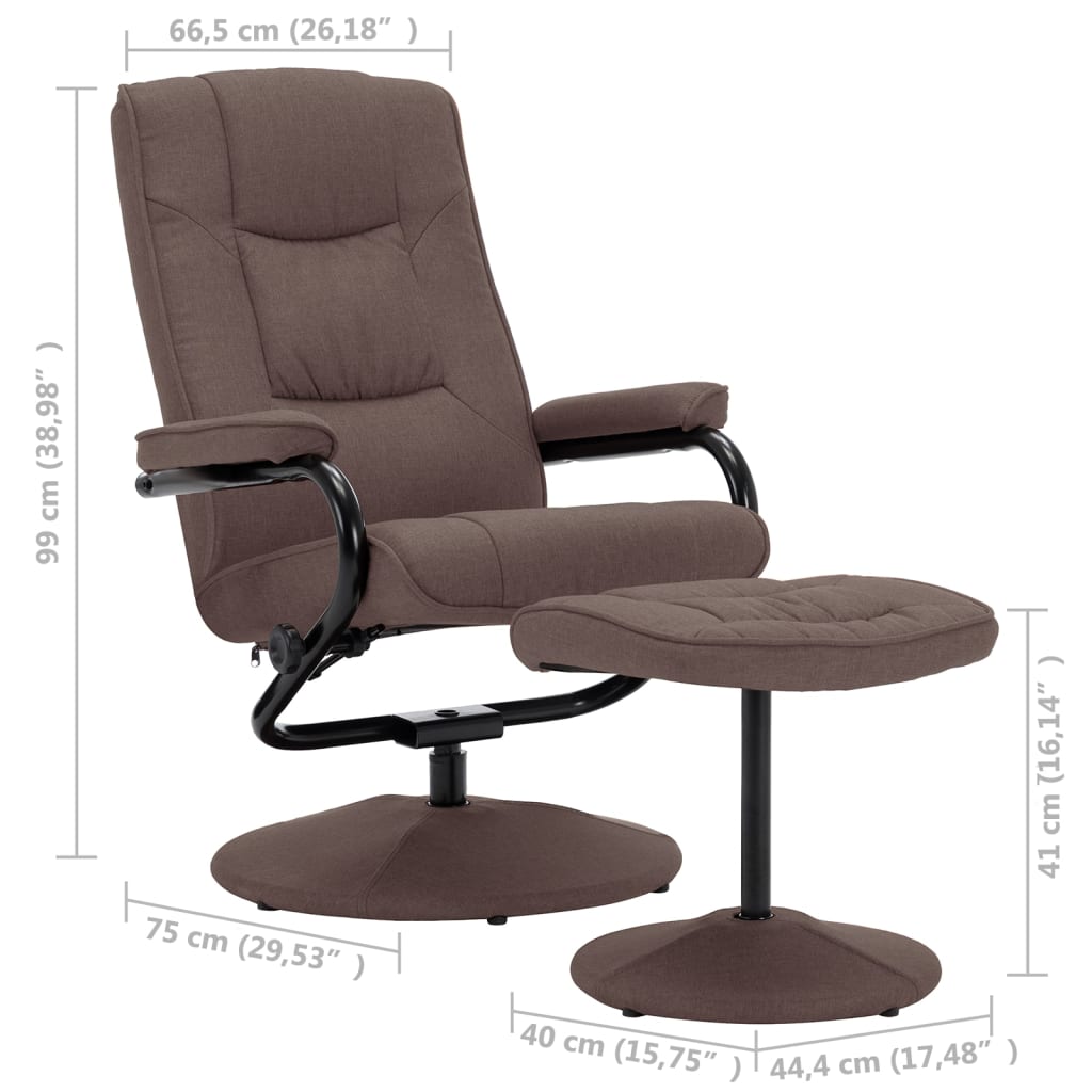 Relaxsessel mit Fußhocker Braun Stoff