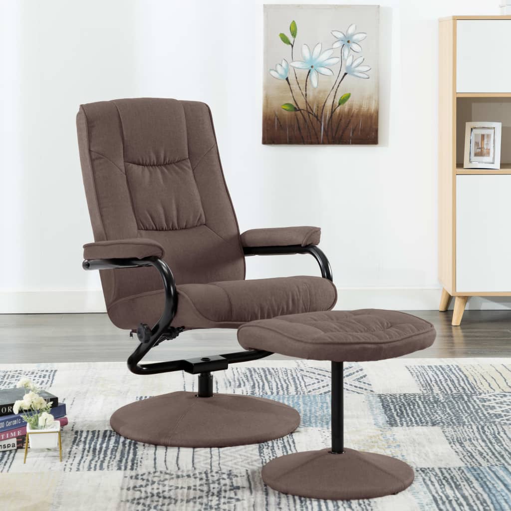 Relaxsessel mit Fußhocker Braun Stoff