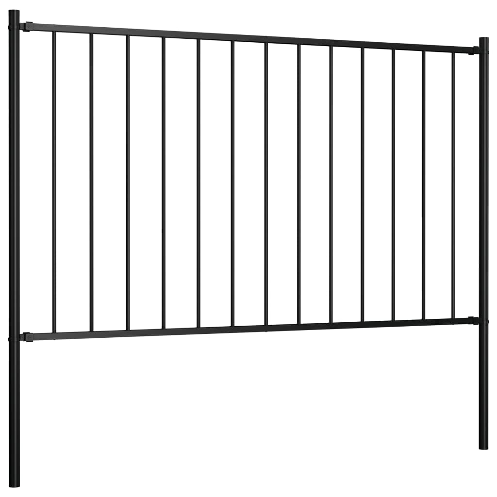 Zaunelement mit Pfosten Pulverbeschichteter Stahl 1,81x1 m Schwarz