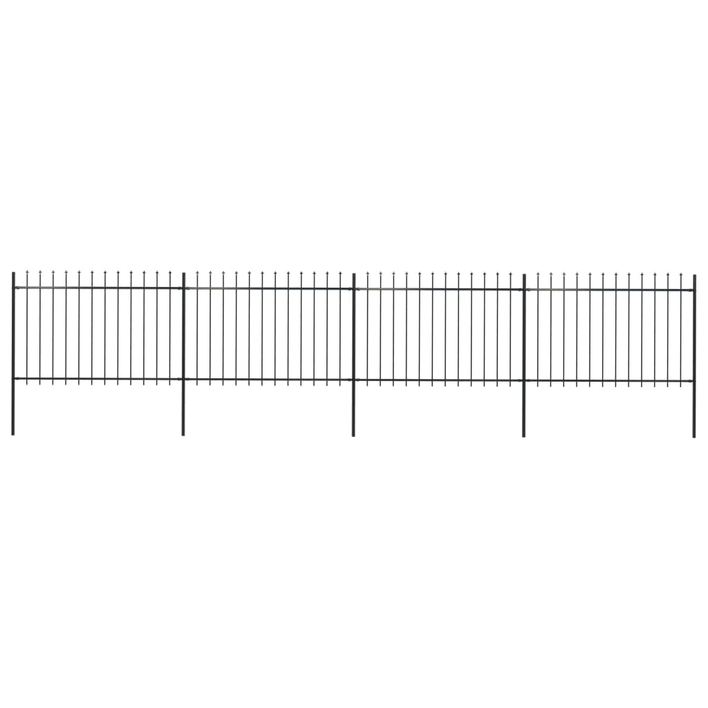Gartenzaun mit Speerspitze Stahl 714,5 x 120 cm Schwarz