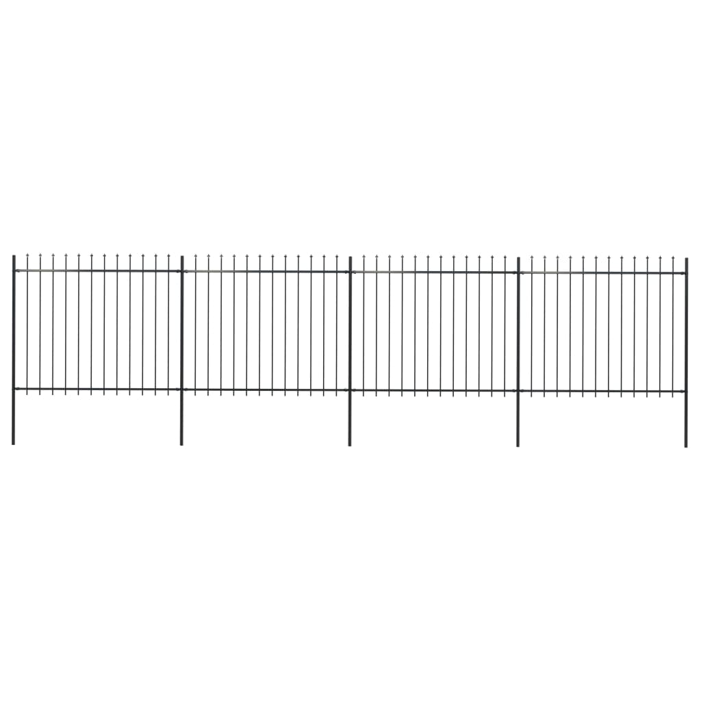 Gartenzaun mit Speerspitze Stahl 714,5 x 150 cm Schwarz