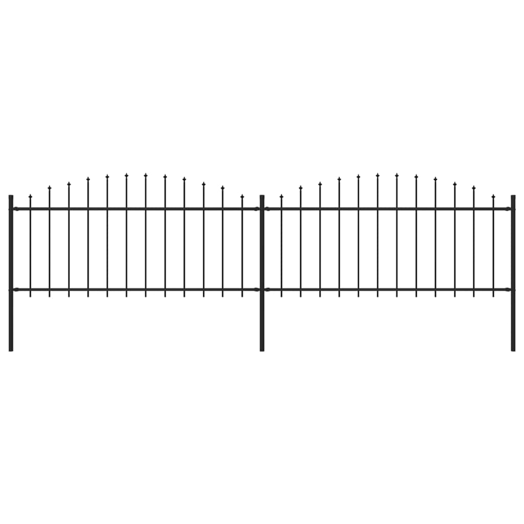 Gartenzaun mit Speerspitzen Stahl (0,5 - 0,75) x 3,4 m Schwarz