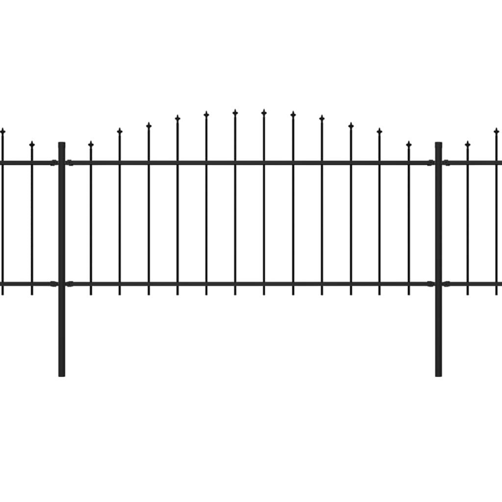 Gartenzaun mit Speerspitzen Stahl (0,5 - 0,75) x 3,4 m Schwarz