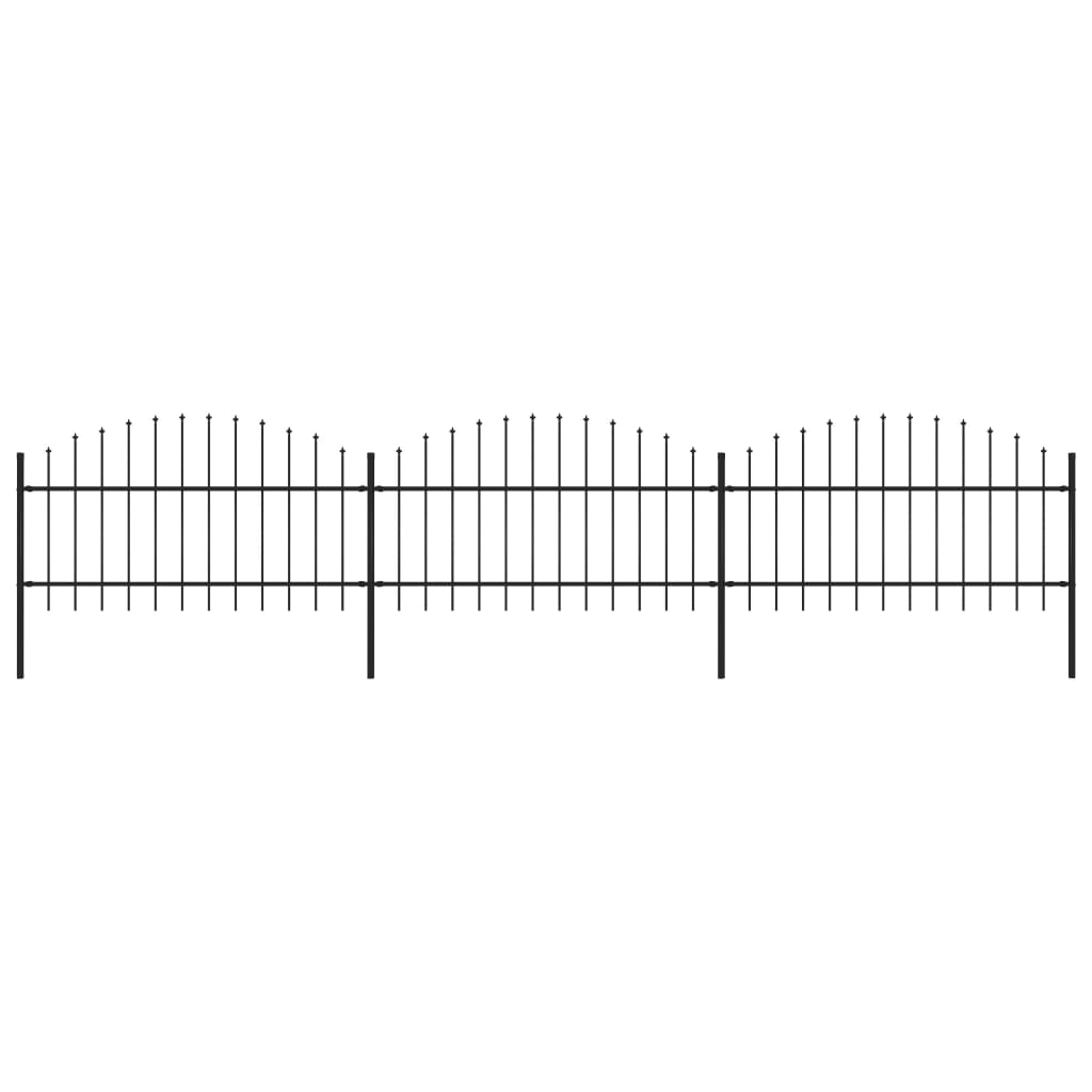 Gartenzaun mit Speerspitze Stahl 537 x 125 cm Schwarz