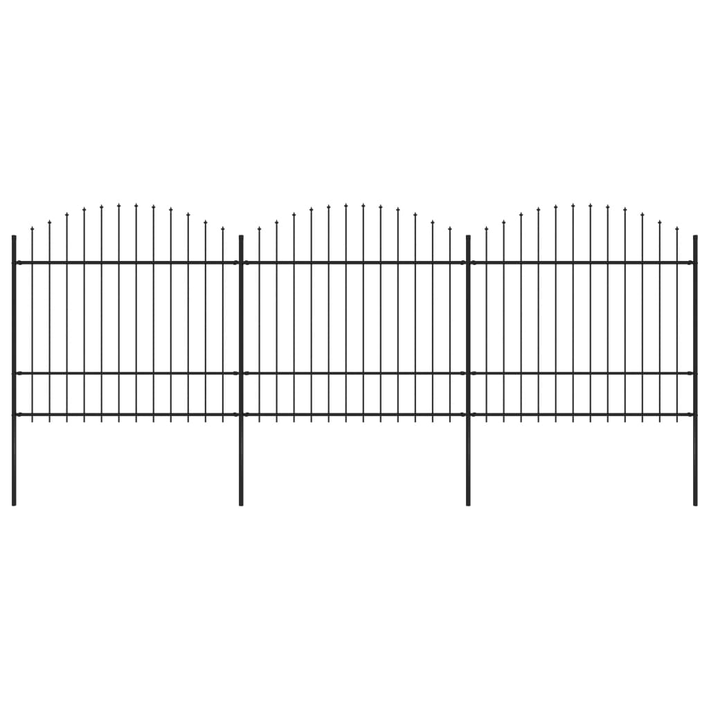 Gartenzaun mit Speerspitze Stahl 537 x 175 cm Schwarz