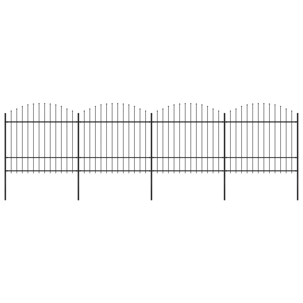 Gartenzaun mit Speerspitze Stahl 714,5 x 175 cm Schwarz