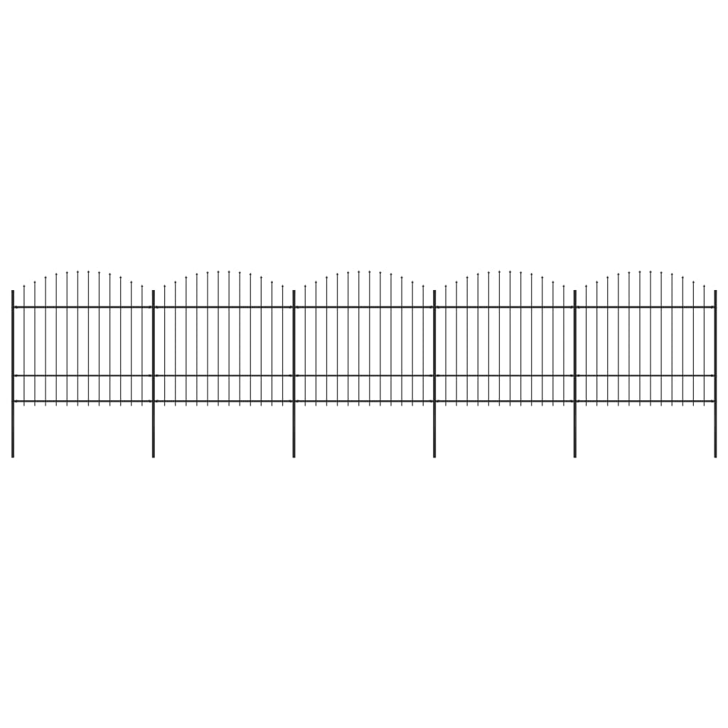Gartenzaun mit Speerspitze Stahl 892,5 x 175 cm Schwarz