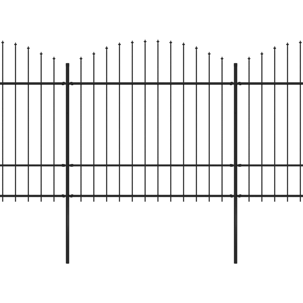 Gartenzaun mit Speerspitze Stahl 892,5 x 175 cm Schwarz