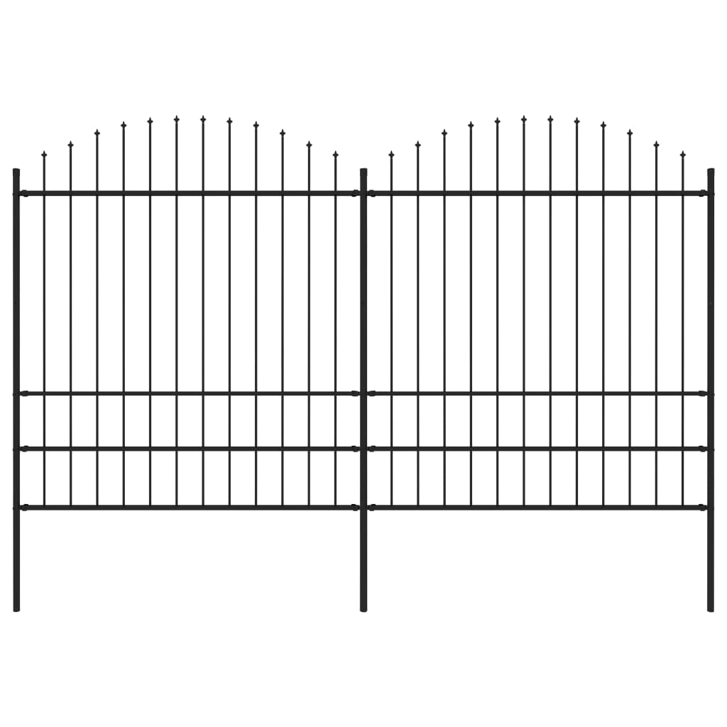 Gartenzaun mit Speerspitze Stahl 359 x 200 cm Schwarz