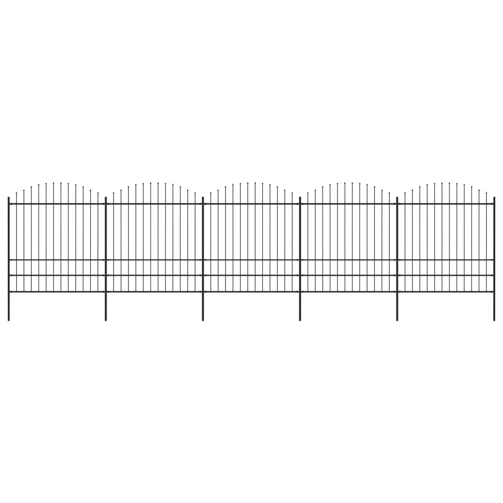 Gartenzaun mit Speerspitze Stahl 892,5 x 200 cm Schwarz