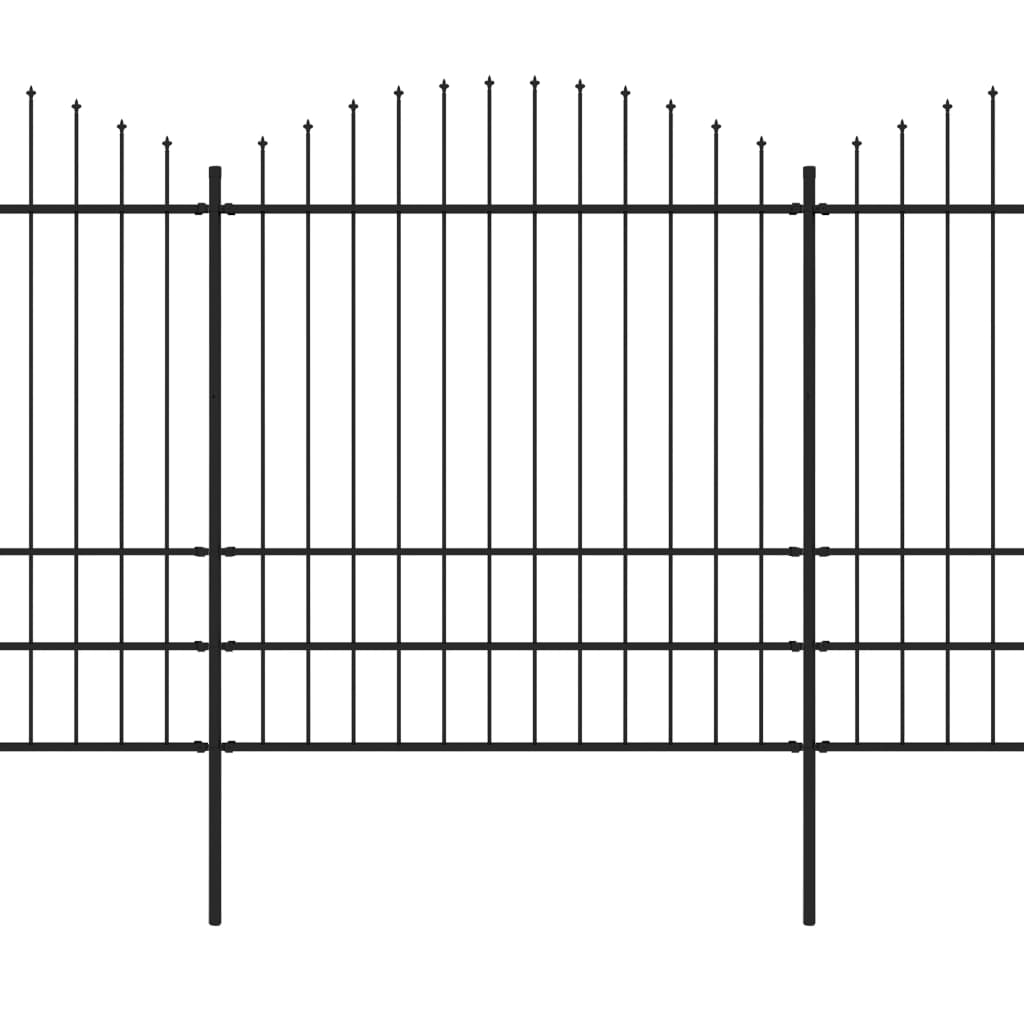 Gartenzaun mit Speerspitze Stahl 892,5 x 200 cm Schwarz