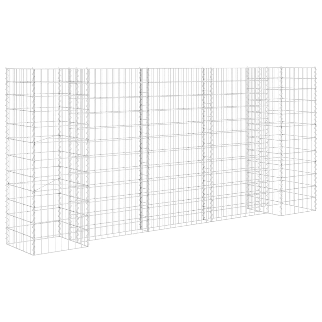 H-shaped gabion planter basket made of steel wire 260x40x120 cm