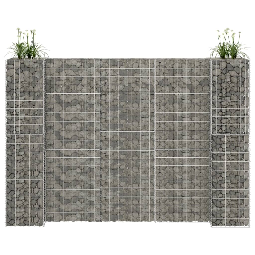 H-shaped gabion planter basket made of steel wire 260x40x180 cm