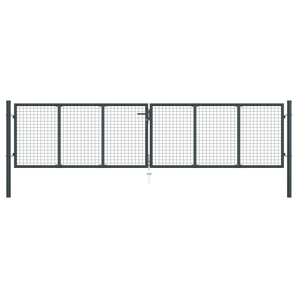 Gitter-Gartentor Verzinkter Stahl 400 x 100 cm Grau