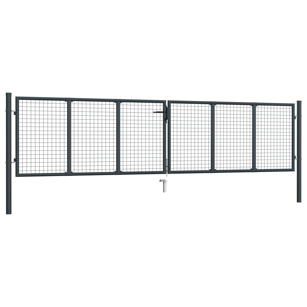 Gitter-Gartentor Verzinkter Stahl 400 x 100 cm Grau