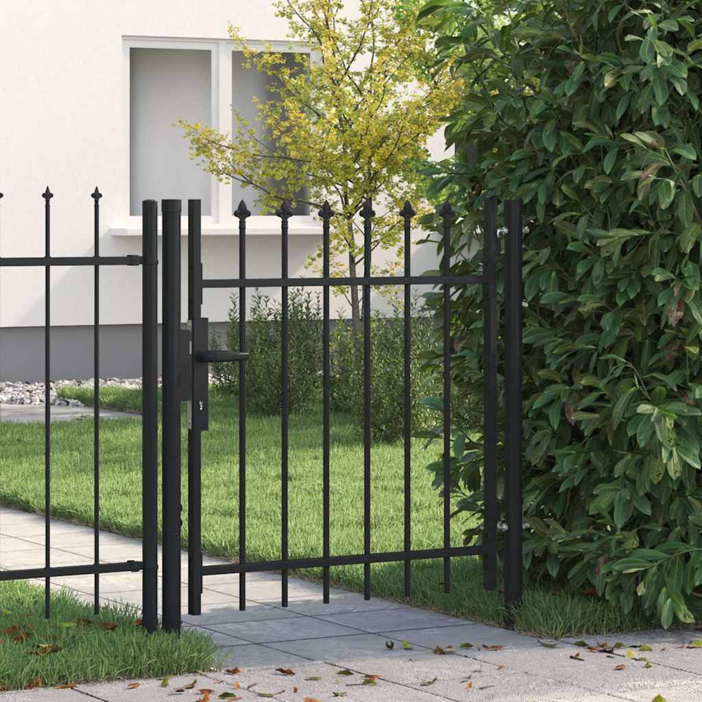 Zauntor Einzelflügel mit Speerspitzen Stahl 1 x 1 m Schwarz