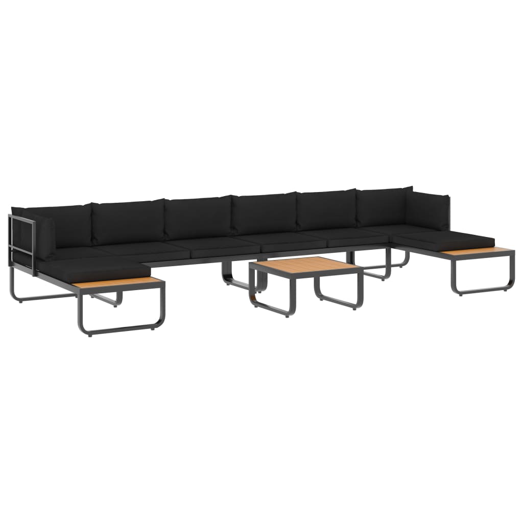 5-piece garden corner sofa set with cushions made of aluminum and WPC