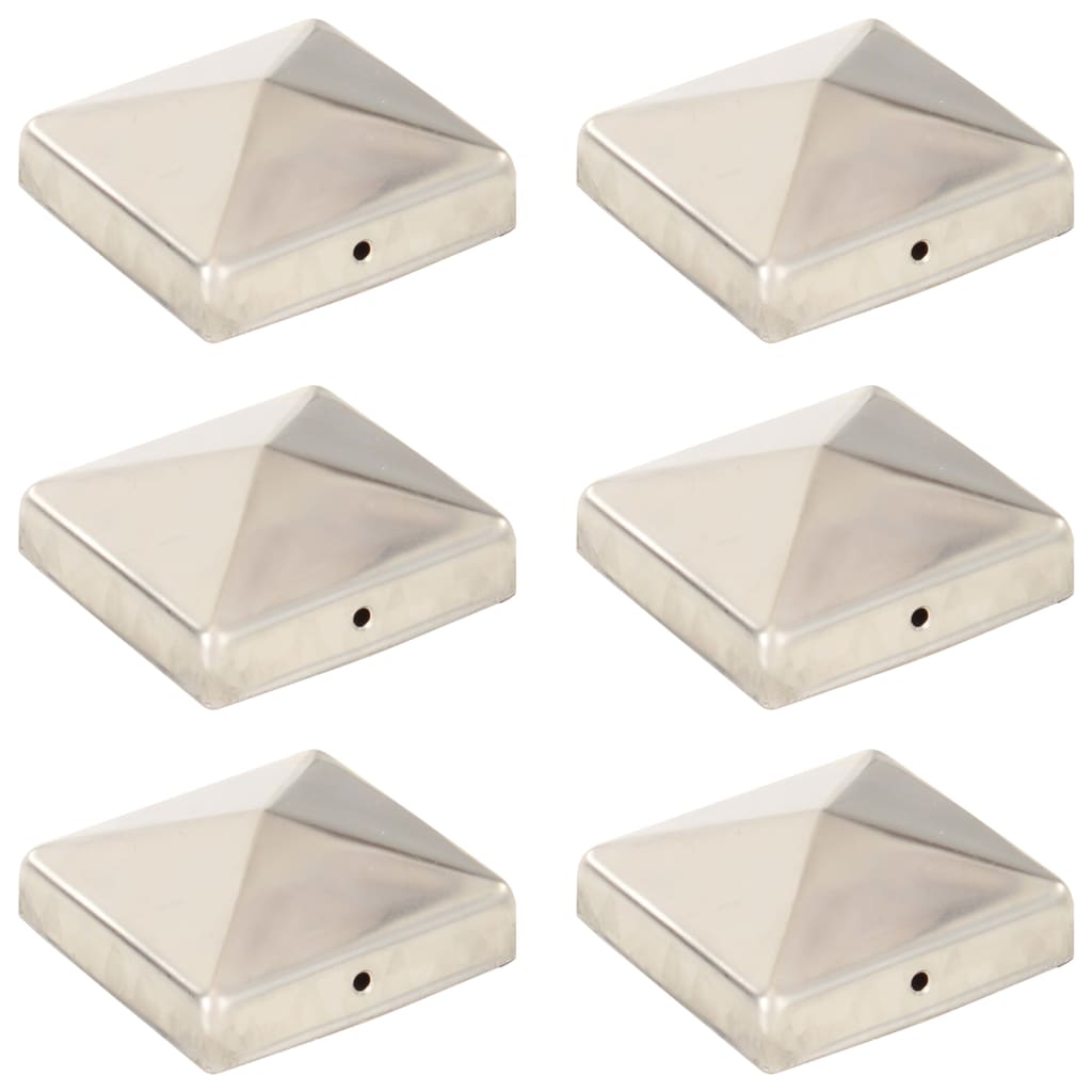 Pfostenkappen 6 Stk. Pyramide Edelstahl 81 x 81 mm