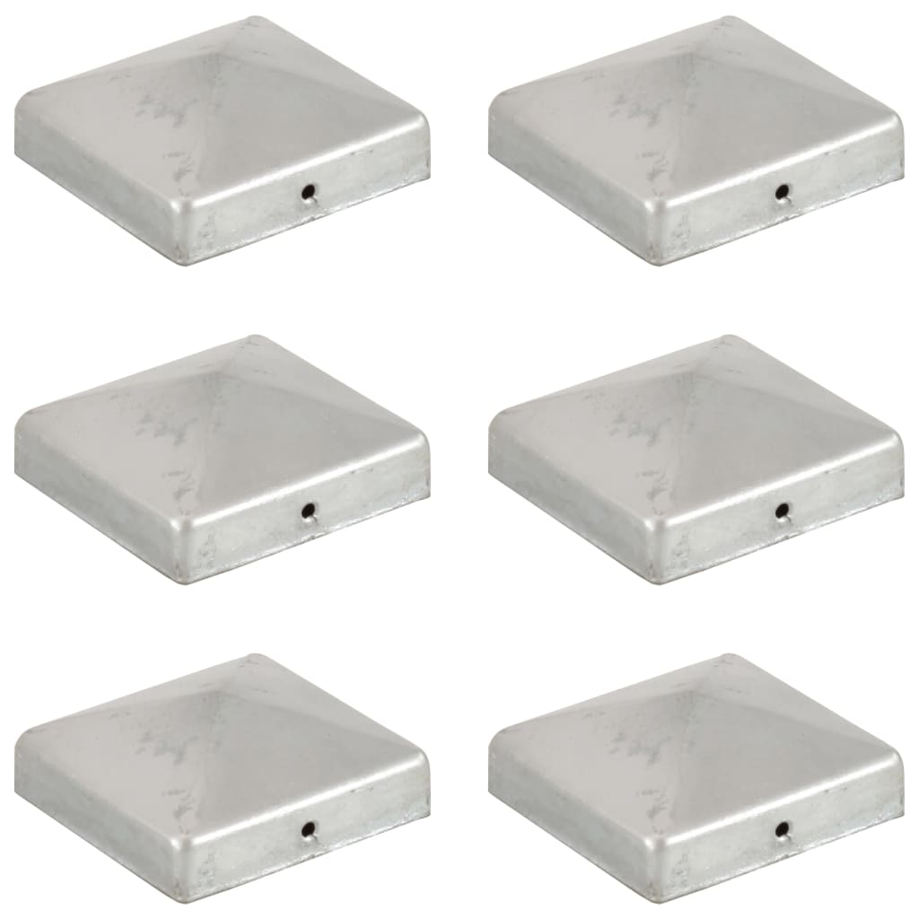 Pfostenkappen 6 Stk. Pyramide Verzinktes Metall 81 x 81 mm