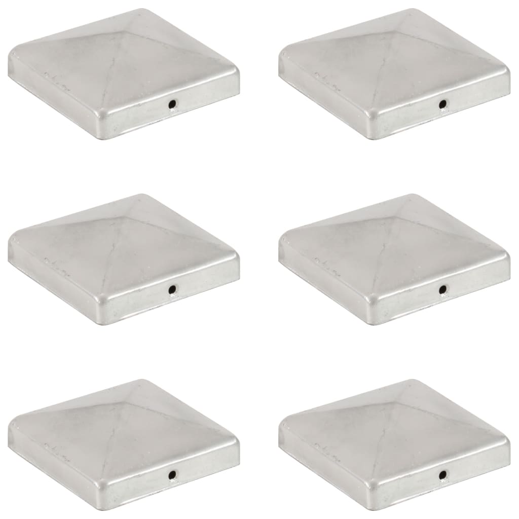 Pfostenkappen 6 Stk. Pyramide Verzinktes Metall 101 x 101 mm