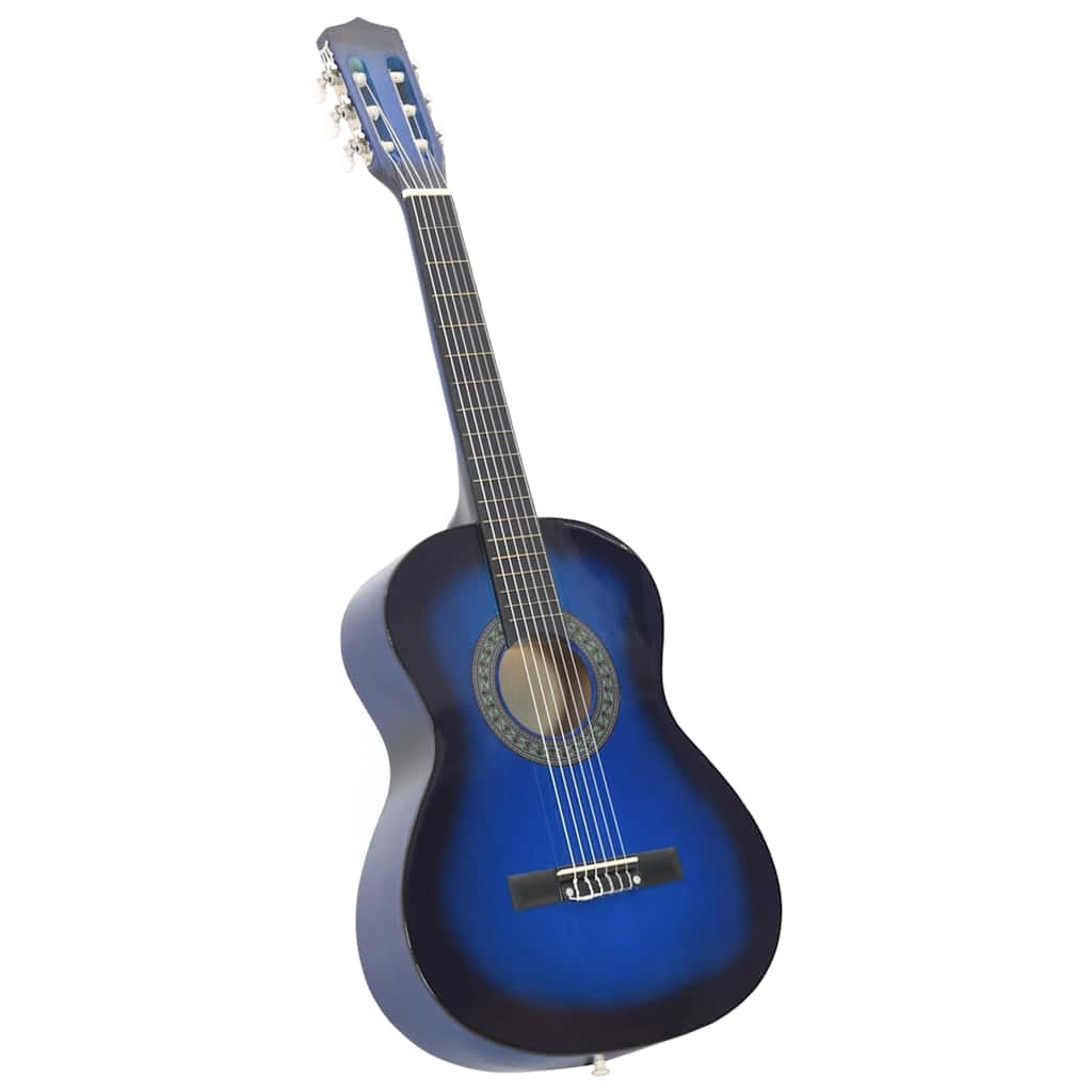 8-tlg. Klassikgitarren-Set für Anfänger Blau 3/4 36"