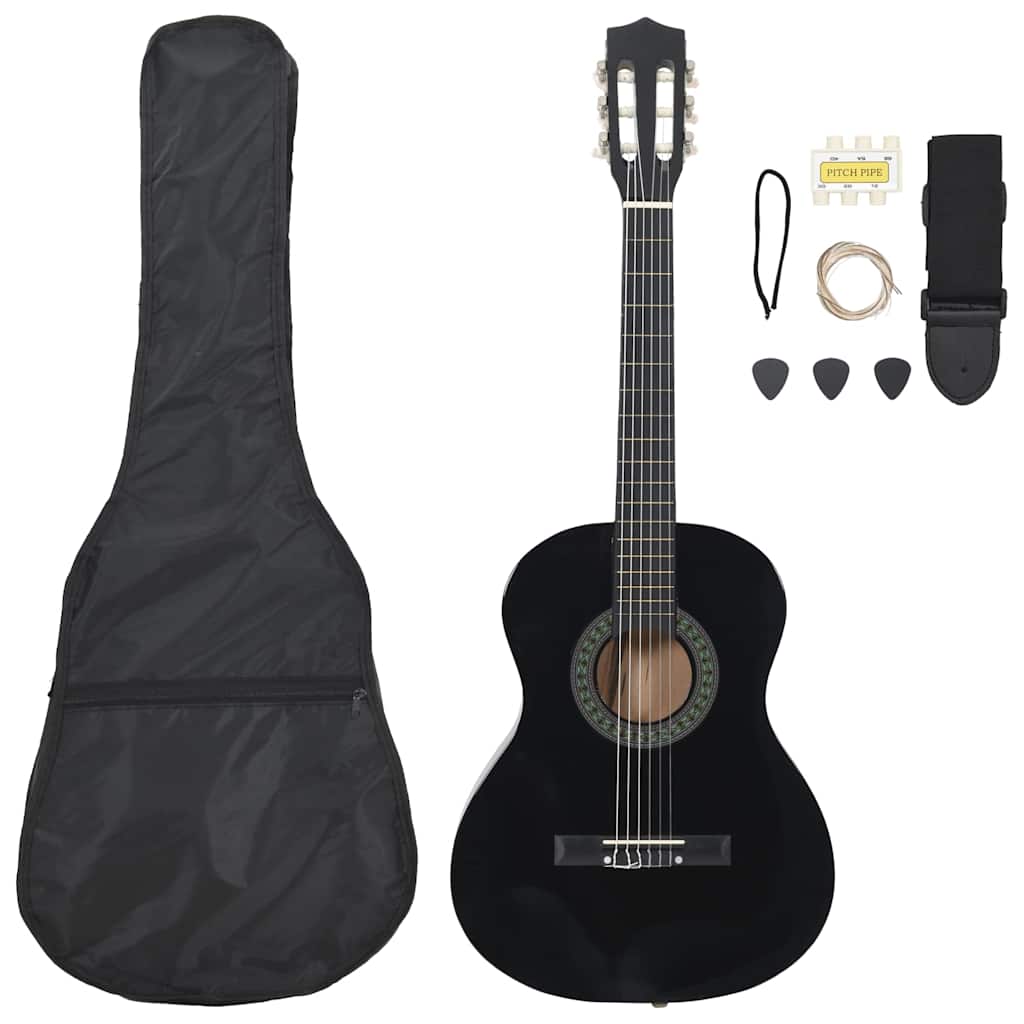 8-tlg. Klassikgitarren-Set für Anfänger Schwarz 3/4 36"