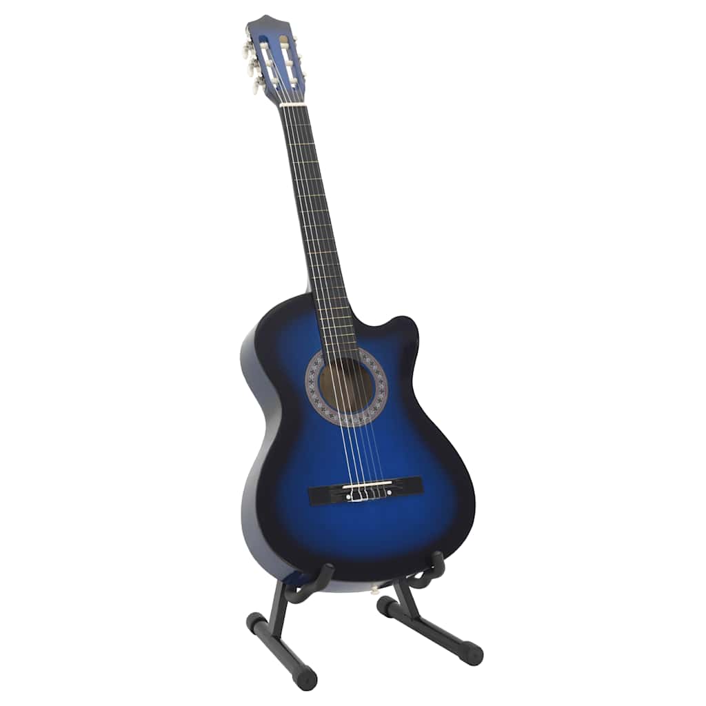 12.-tlg. Westerngitarre Set mit 6 Saiten Blau-Schattiert 38"