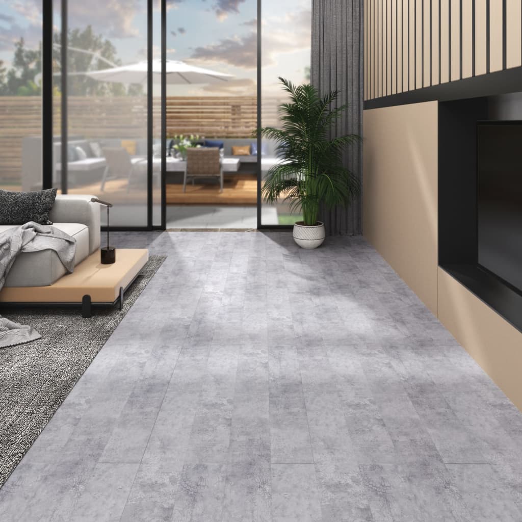 PVC-Fliesen 4,46 m² 3 mm Selbstklebend Zementgrau