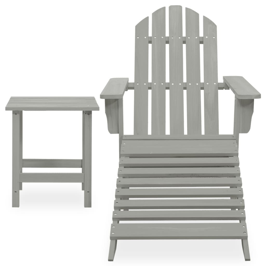 Adirondack garden chair with footrest & table fir wood grey
