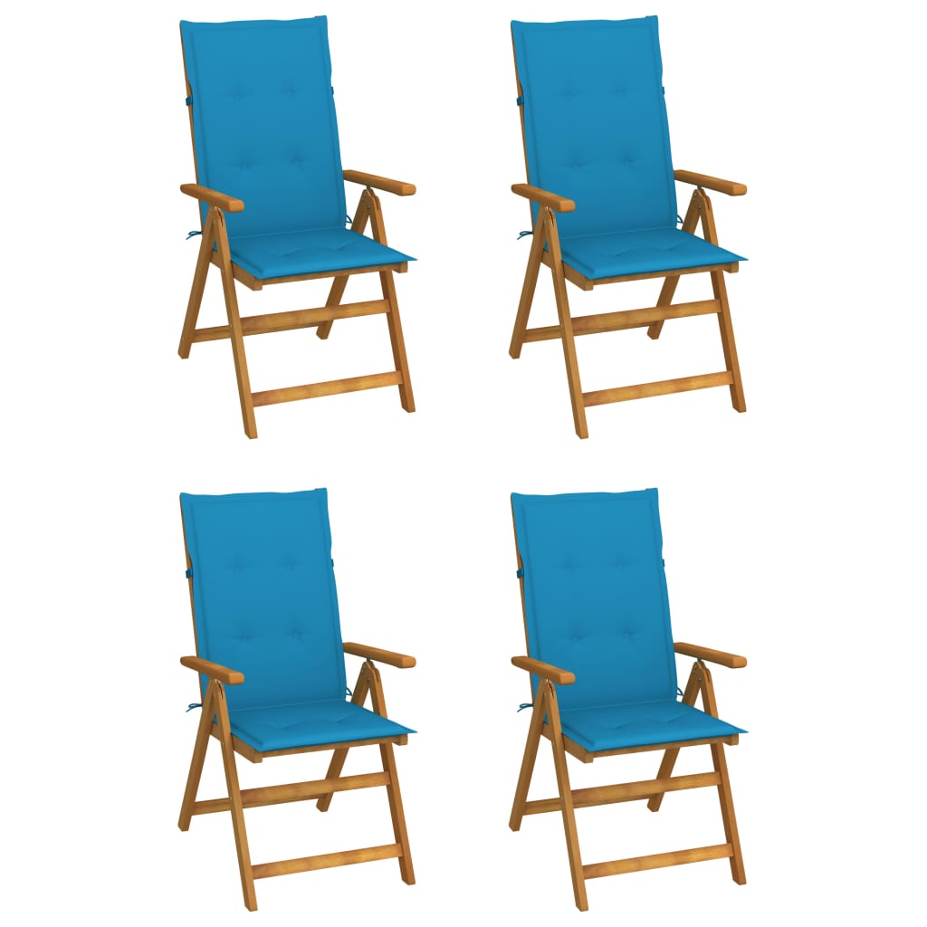 High-back adjustable 4 pieces with cushions solid acacia wood